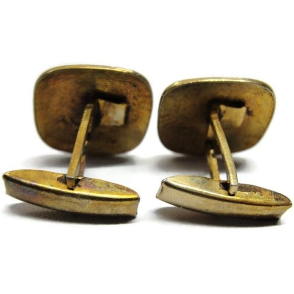 Vintage Cufflinks Square Gold Tone Shirt Accessories Wedding - Picture 5 of 12